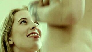 natural busty teen gets doggy strapped by blonde roommate in dorm