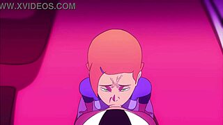 Gwen's teasing ass session in dubbed cartoon play.