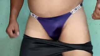 seductive victoria's secret purple satin thong dance tease
