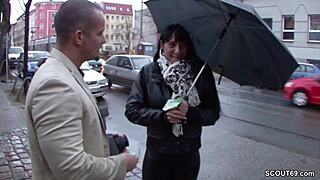 horny teeny picked up street fucked hard for cash german euro style