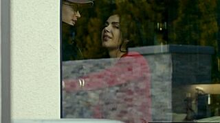 Big-titted Italian milf sneaks steamy lesbian strapon romp on hubby