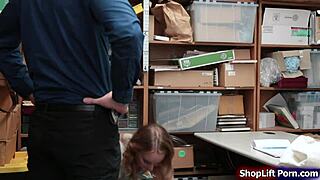 security guard pounds busty blonde shoplifter's tits and pussy hard!