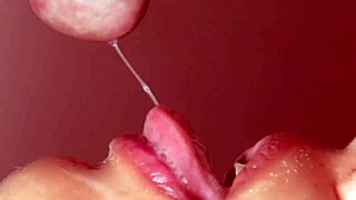 Uncensored Japanese blowjob closeup cum in mouth facial