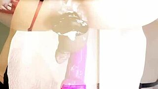 Kandi's Tight Ass Worshiped by Thick Purple Dildo Thrusts