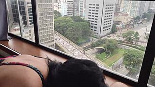 Fucking Hot Milf Bent Over the Window Glass!