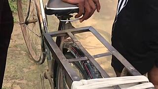 big tits ebony bent over roadside for hardcore doggystyle creampie