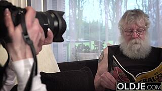 old man pounds young tight pussy doggystyle creampie