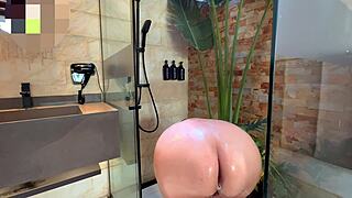 curvy milf shower sharing leads to explosive facial
