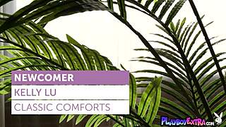 tiny asian kelly lu shows off sexy pierced nipples striptease