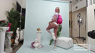 Skinny blonde addison vodka begs bryan gozzling to fuck her hard backstage