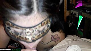 Geraldine deepthroats and swallows cum in DJ booth after steamy striptease