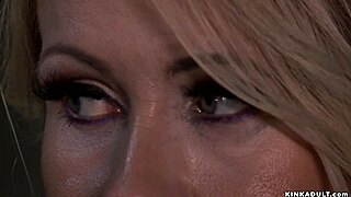 blonde lez screams self-anal toy gaping then brutal strapon fuck!