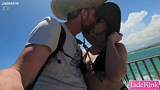 isabela flashes tits at lookout then blows and fucks pov