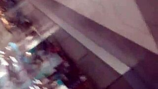 Voyeur Captures Ebony Ass Folding in Hidden Shop Candid Glory