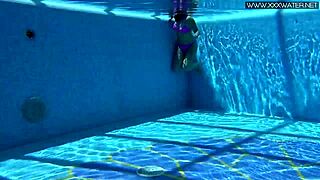 jessica lincoln's pink bikini clings wet to her big tits underwater pool tease