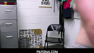 Hey thief, caught stuffing lipstick in your pussy? Guard fucks you hard for freedom, Adrianna Jade!