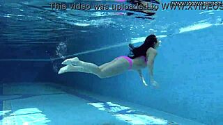 jessica lincoln's pink bikini clings wet to her big tits underwater pool tease