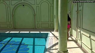 jessica lincoln's pink bikini clings wet to her big tits underwater pool tease