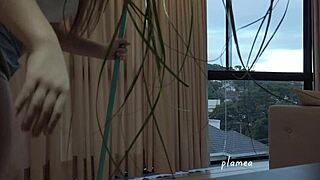 hot latina housewife arranges bed in thong lingerie