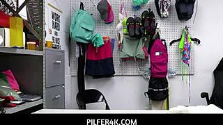 Hey thief, caught stuffing lipstick in your pussy? Guard fucks you hard for freedom, Adrianna Jade!