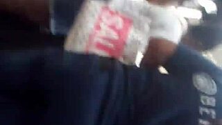 Voyeur Captures Ebony Ass Folding in Hidden Shop Candid Glory