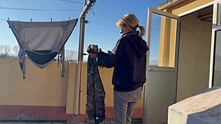 imagine your hot wife eating neighbor pussy in the laundry room?