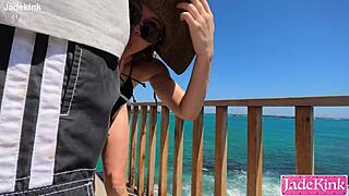 isabela flashes tits at lookout then blows and fucks pov