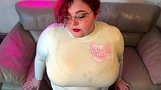 curvy bbw milf cheats with 15-inch dildo anal assplay stretching her big natural tits jiggle
