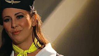 tsa agent catches naughty teen 18+ but sexy flight attendant punishes her scissoring licking pussy to orgasm girl on girl