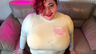 curvy bbw milf cheats with 15-inch dildo anal assplay stretching her big natural tits jiggle