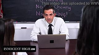 brunette latina classroom orgy with blowjobs and pussy licking