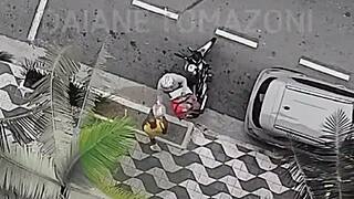 brazilian cutie in fishnets sneaks downstairs for ifood but roommate calls her for dirty dorm fuck instead