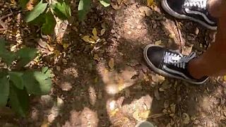 University classmate fucked in forest during camping trip