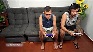 Milf Gulps Down Friend's Monster Cock While I Game Distracted!