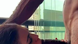 brazilian cutie in fishnets sneaks downstairs for ifood but roommate calls her for dirty dorm fuck instead