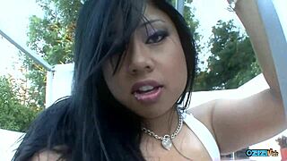 Kya Tropic's huge natural tits bounce in rough couch group banging