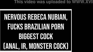 brazilian ebony rebeca nubian's small waist takes brazil's biggest cock anal