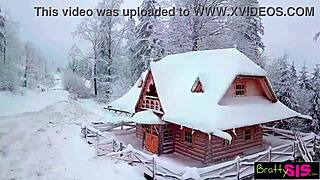 Unwrap busty brunette Jewelz Blu for early morning holiday passion