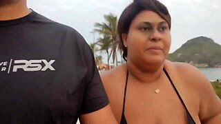 curvy latina flashes big ass pussy on beach then pees hot