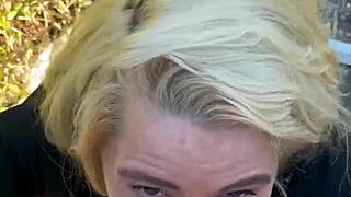 real hooker blows cock takes outdoor facial cumshot 💦😈