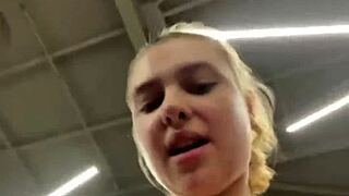 crazy creampie happens right in the public gym with horny teen