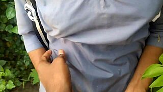 Indian college babe rubs big tits forest then fucked home