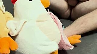 Cum blasts hairy euro panties on sofa