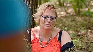 Diana's huge saggy tits drenched in cum from two strangers outdoors