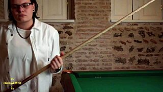 Lesbian Pool Table Orgasms with Shaking Redhead Brunette Licking