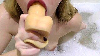 milf deepthroats huge rubber cock in hot solo suck
