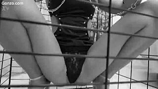 caged slut rebecca volpetti endures relentless 4on1 assfucking double penetration