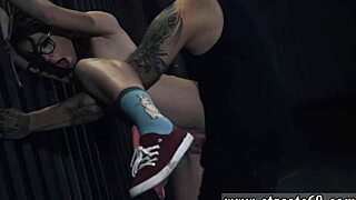 topless teen strokes then rides monster cock in hardcore bondage