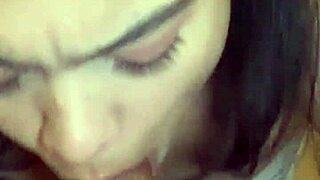 brunette babe delivers intense closeup cock sucking session