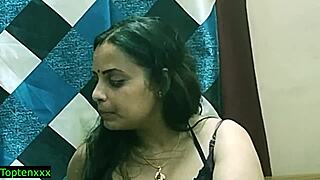 Two horny indian babes overwhelm one guy in dirty talk threesome